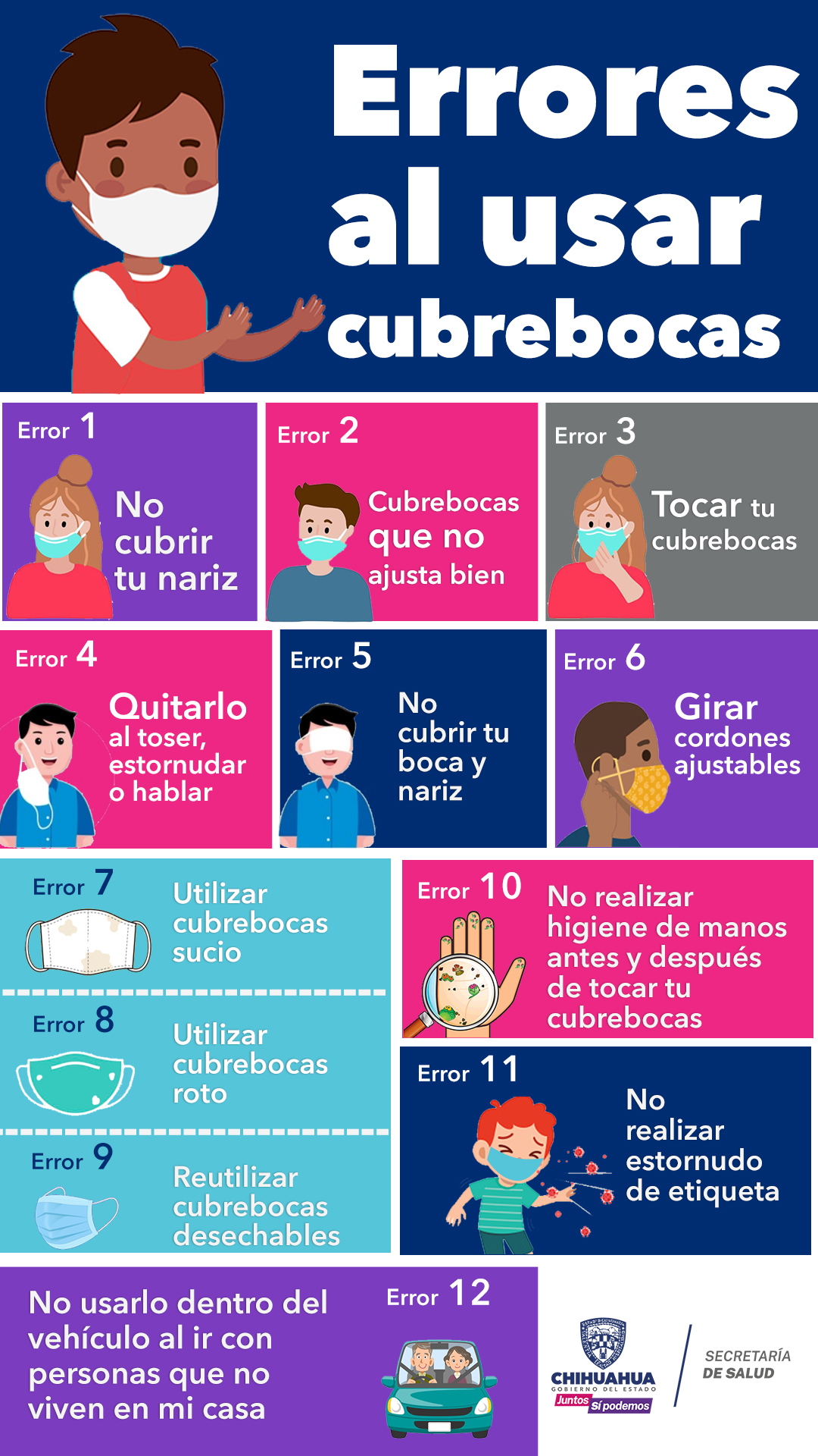 Invita Secretaría de Salud a usar correctamente el cubrebocas en espacios abiertos y cerrados